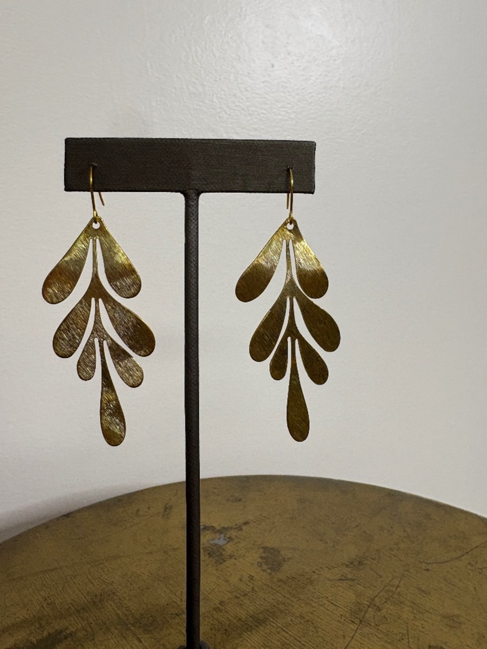Brushed Gold Botanical Statement Earrings